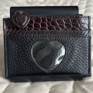 Brighton Leather Coin Purse in Black and Dark Brown